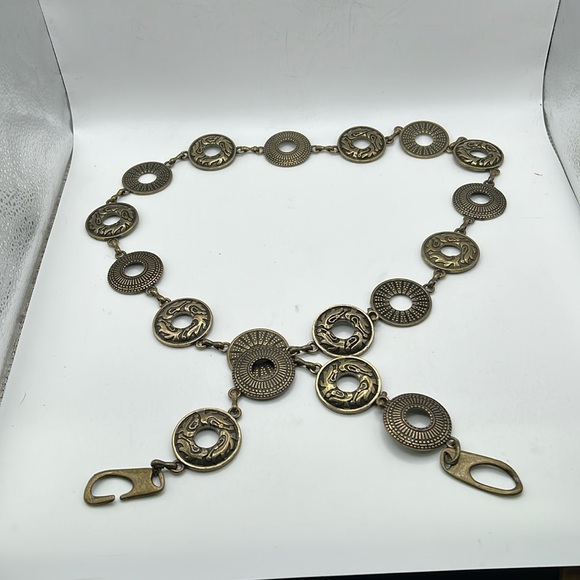 Accessories - Vintage Fashion Chain Belt Bronze Tone Metal Tribal Rings Discs Womens Accessory